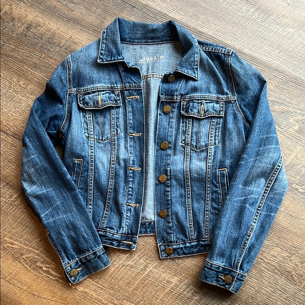 GAP Classic Blue Cropped Denim Jacket Medium